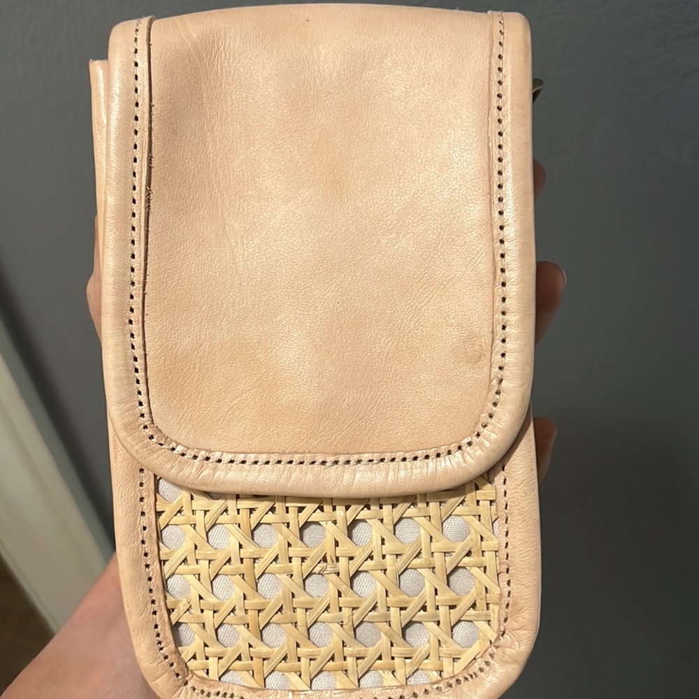 Small Crossbody Purse Leather Rattan Phone Purse Smaller Straw Wicker Purse - Picture 6 of 14